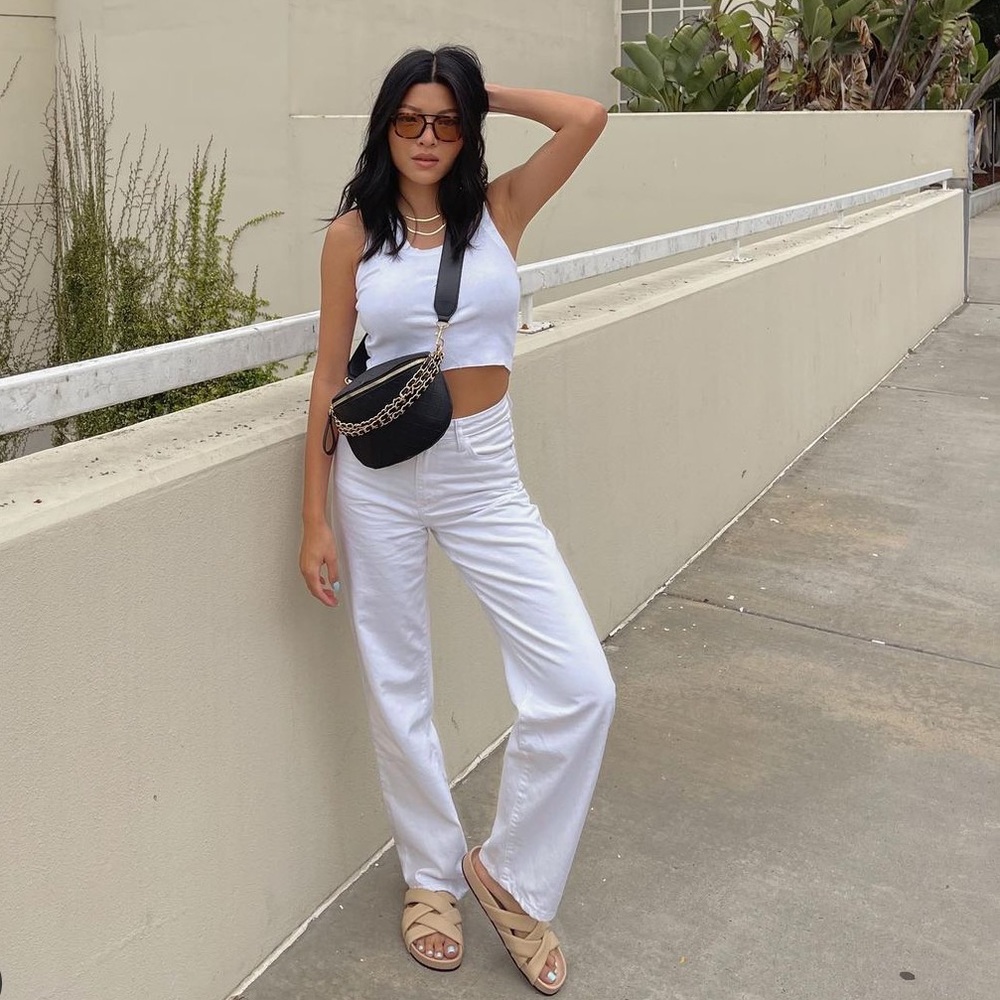 ZARA 🖤 The Trevor Full Length Oyster White Jeans Zise 10